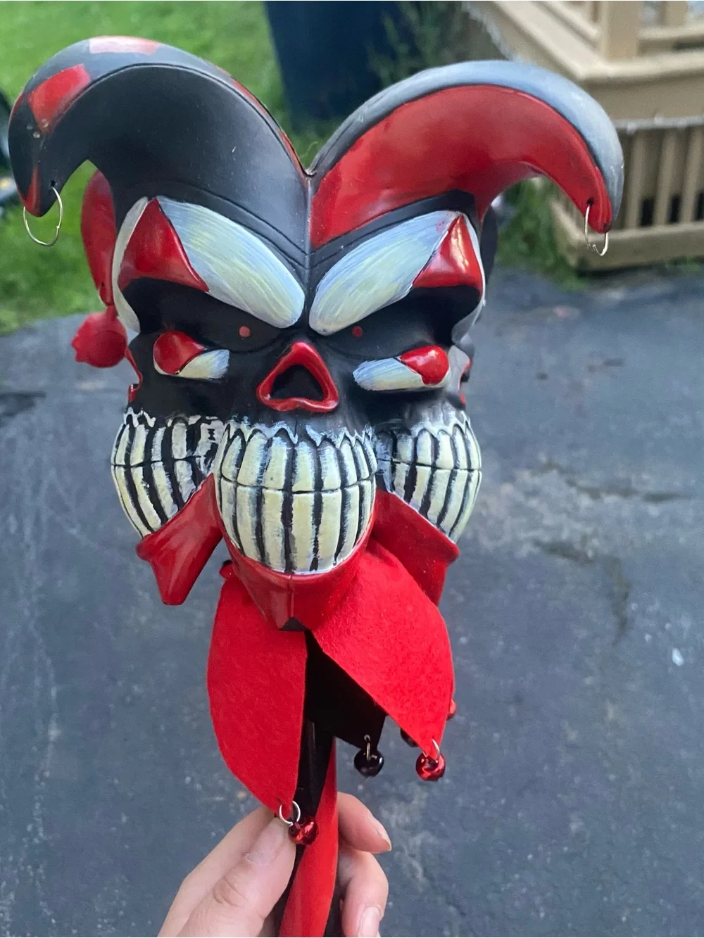 Creepy Jester Skull Halloween Prop Decor